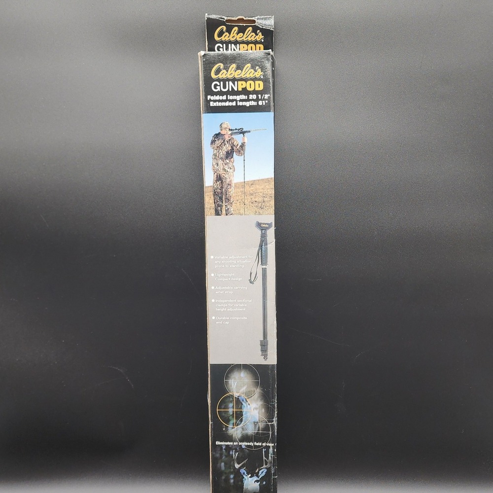 Cabelas 61in Black GunPod Shooting Stick Monopod Hunting Tactical Gear Support